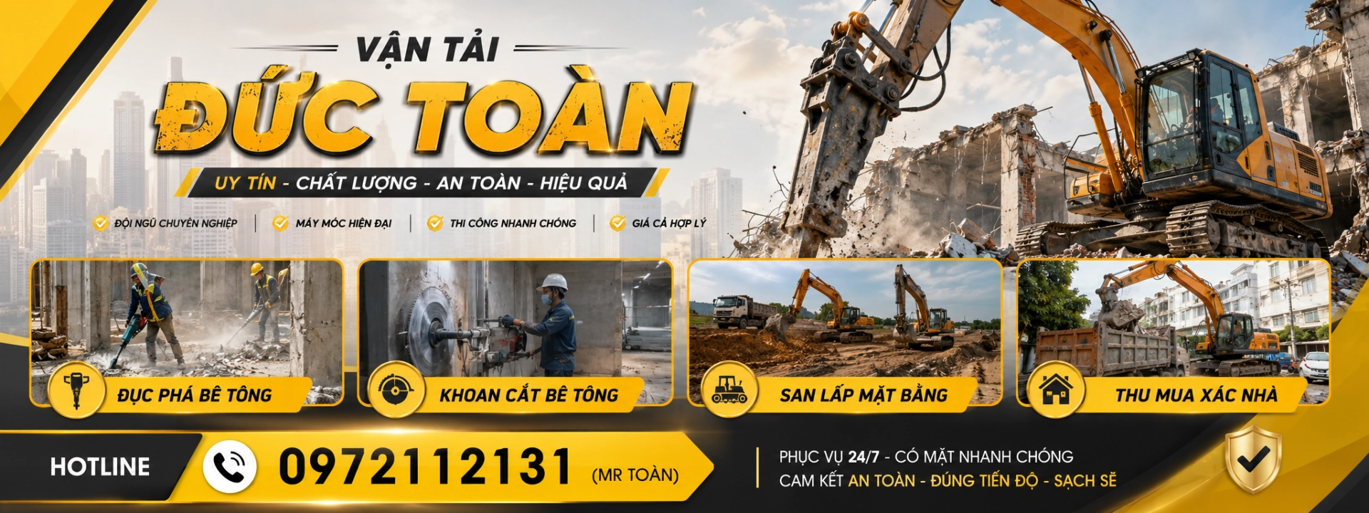 thuê máy xúc gắn búa thủy lực giá rẻ Đồng Tháp